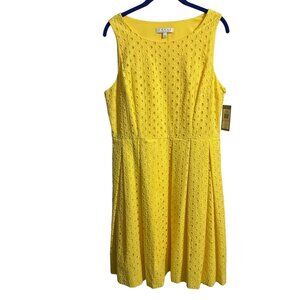 Chaus Dress women's‎ size 10 Spring Romance Yellow Lemon Eyelet whimsical